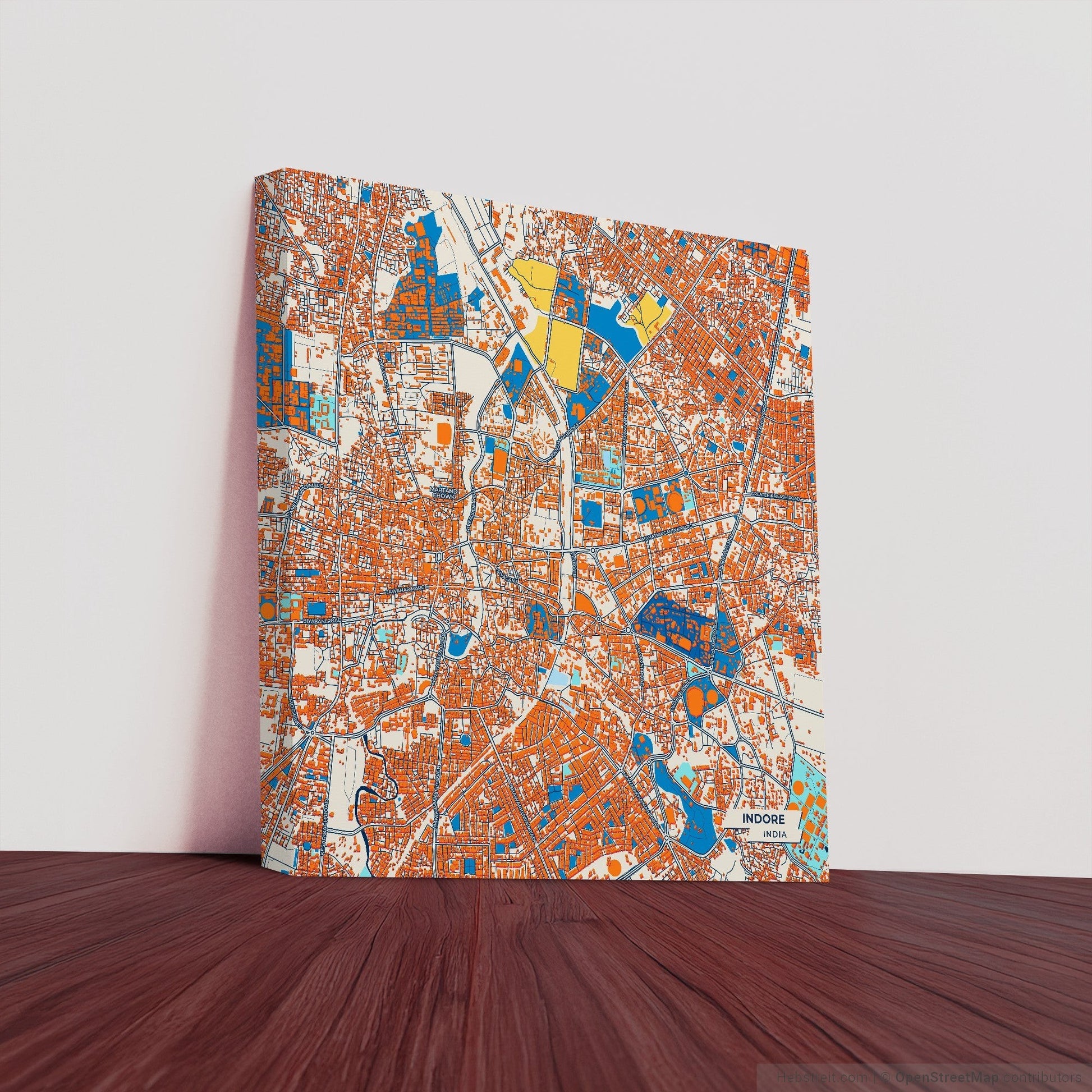 Indore India Colorful City Map Canvas Print