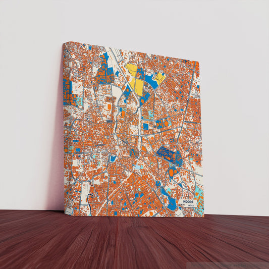 Indore India Colorful City Map Canvas Print