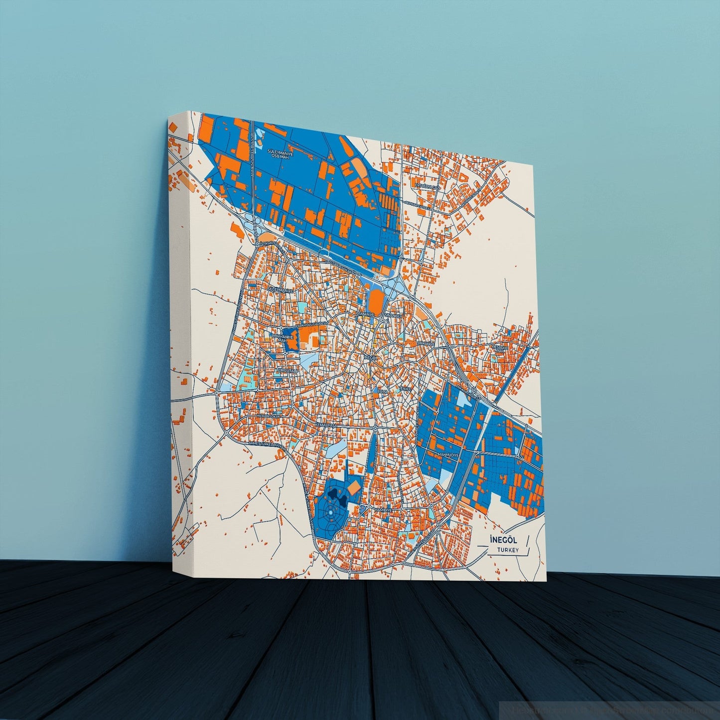 İnegöl Turkey Colorful City Map Canvas Print