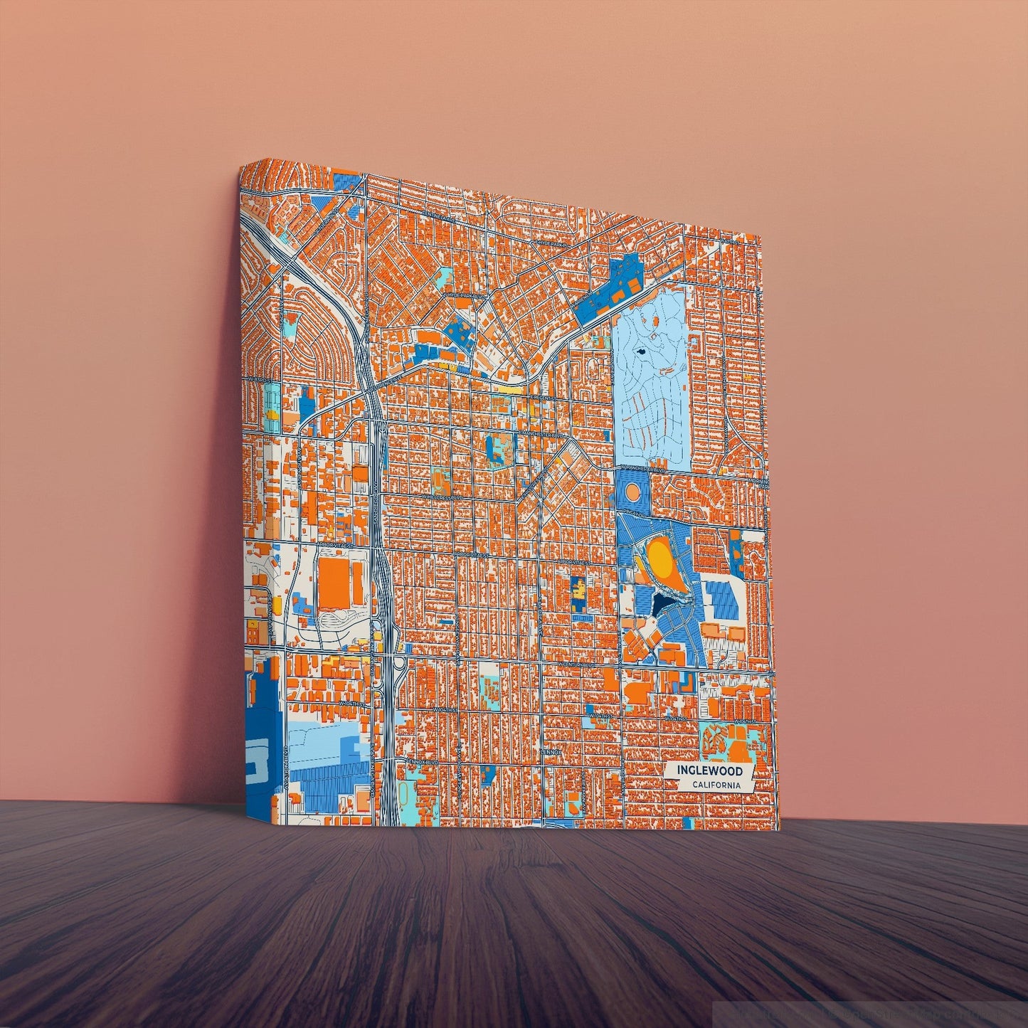 Inglewood California Colorful City Map Canvas Print