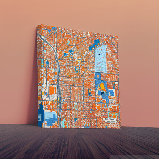Inglewood California Colorful City Map Canvas Print
