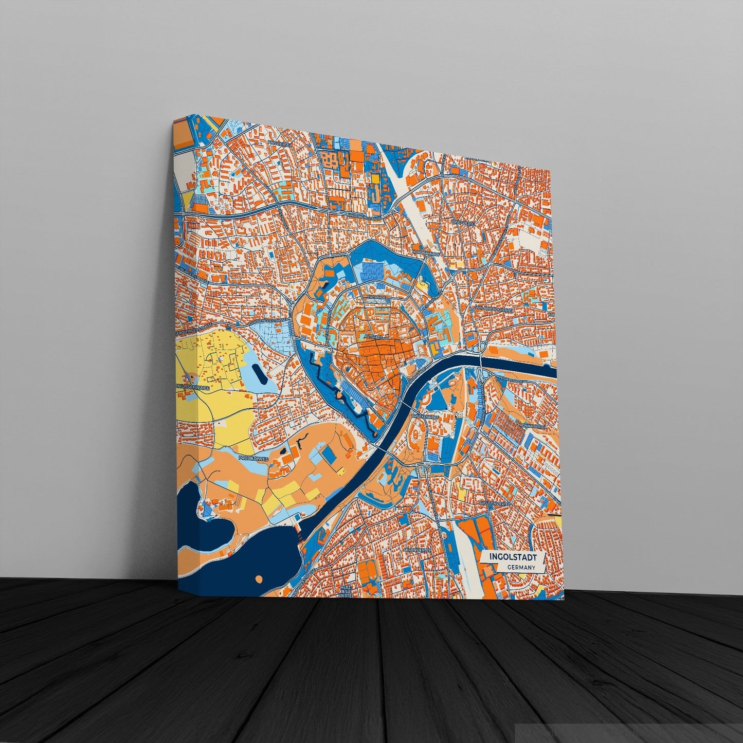 Ingolstadt Germany Colorful City Map Canvas Print