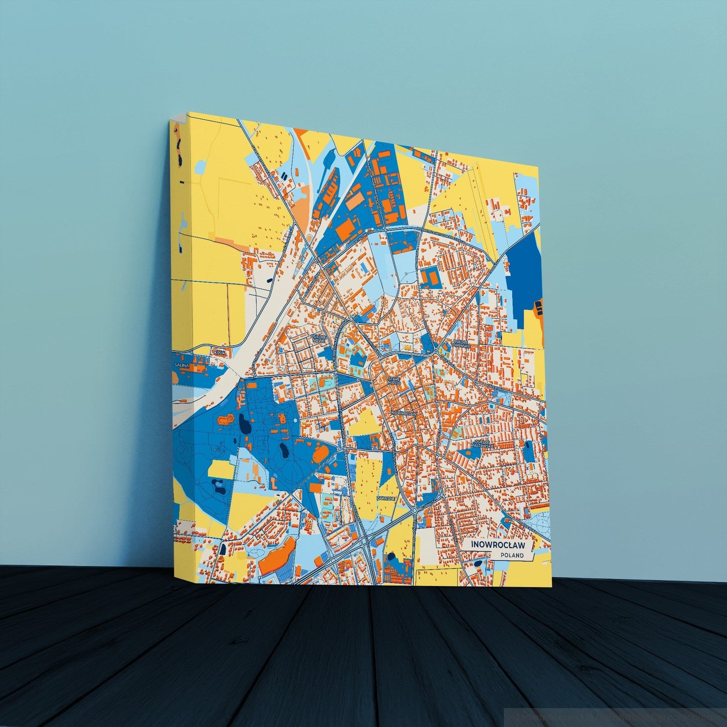 Inowrocław Poland Colorful City Map Canvas Print
