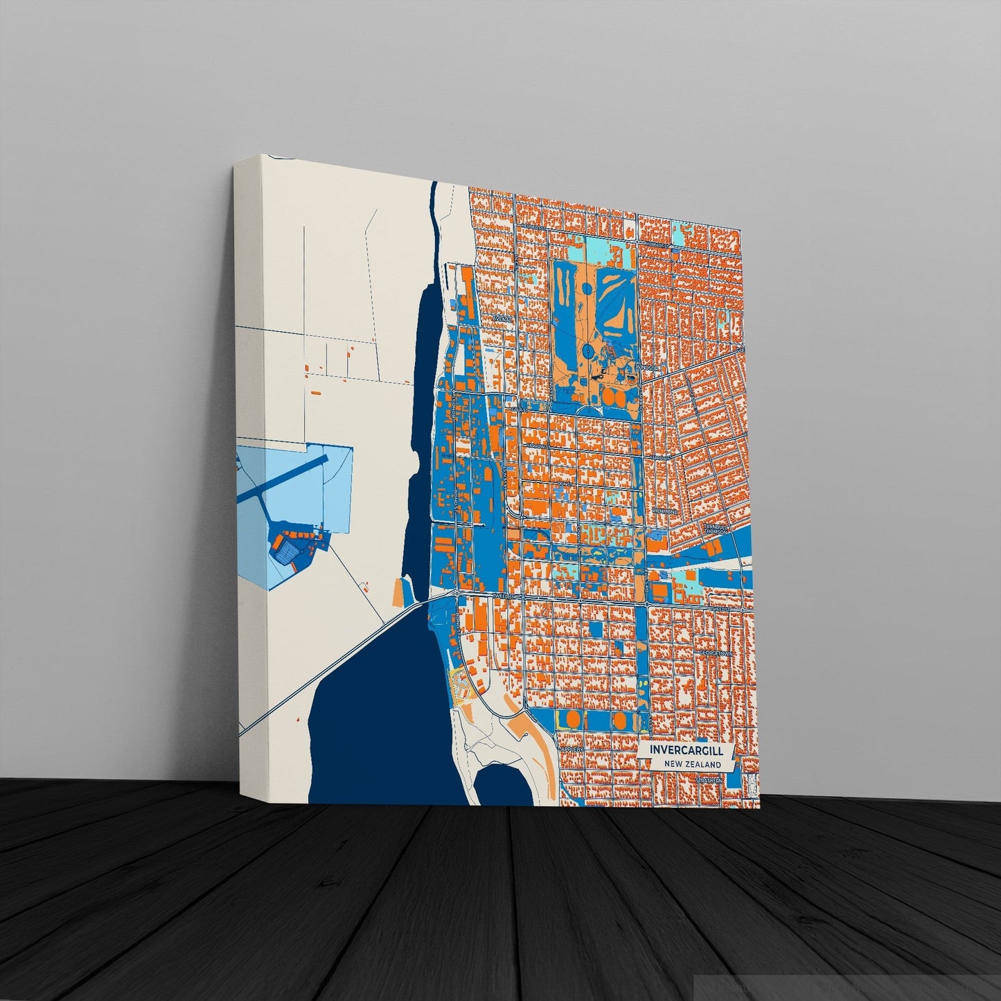 Invercargill New Zealand Colorful City Map Canvas Print