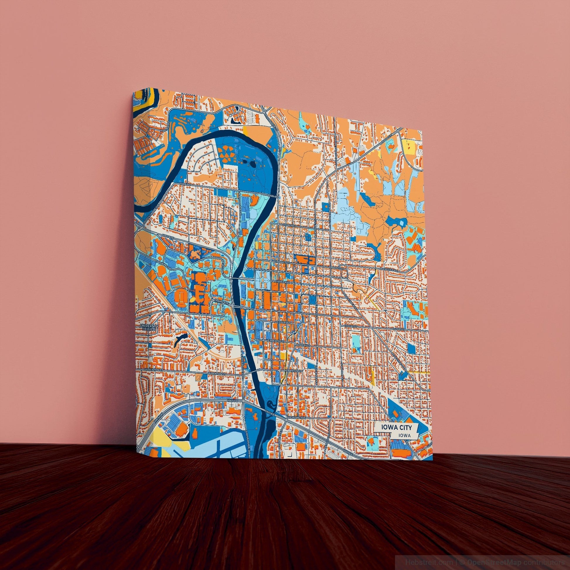 Iowa City Iowa Colorful City Map Canvas Print