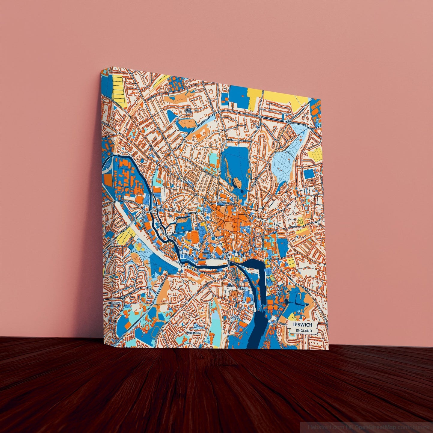 Ipswich England Colorful City Map Canvas Print