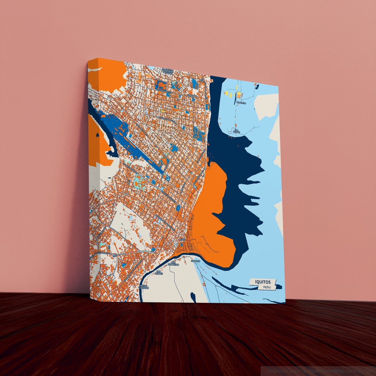 Iquitos Peru Colorful City Map Canvas Print