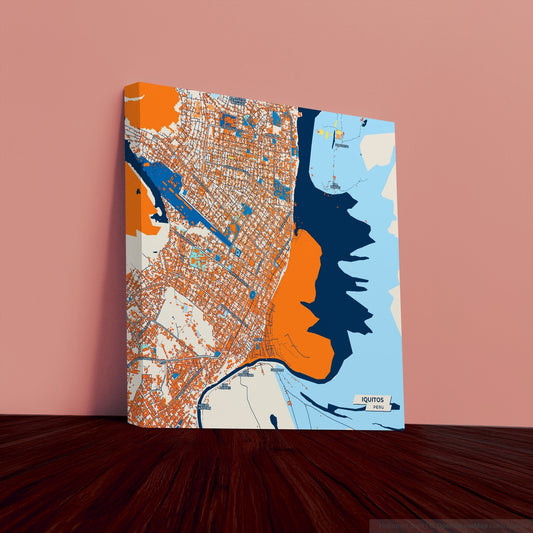 Iquitos Peru Colorful City Map Canvas Print