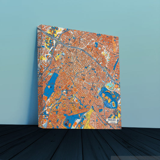 Ηρακλειο Greece Colorful City Map Canvas Print