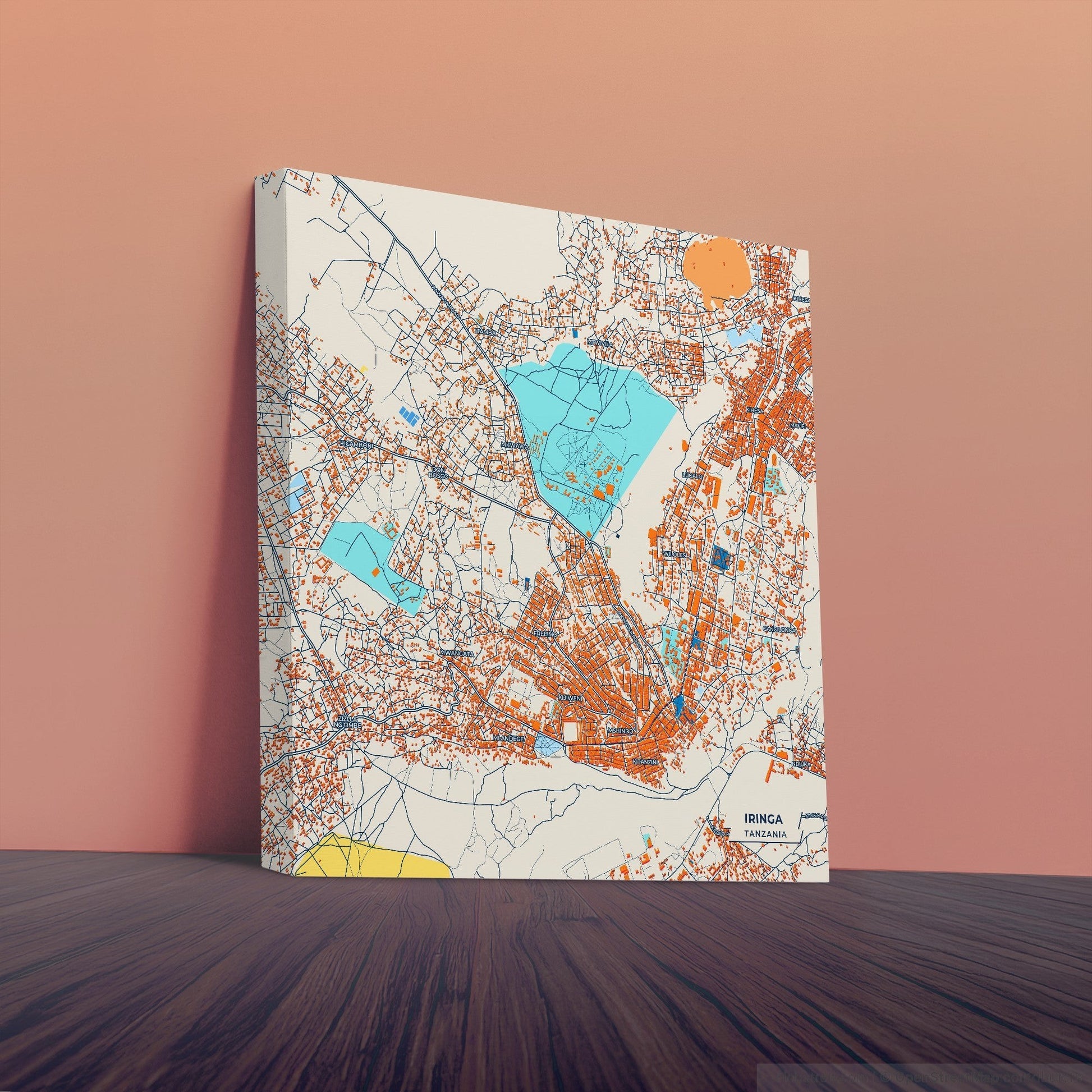 Iringa Tanzania Colorful City Map Canvas Print