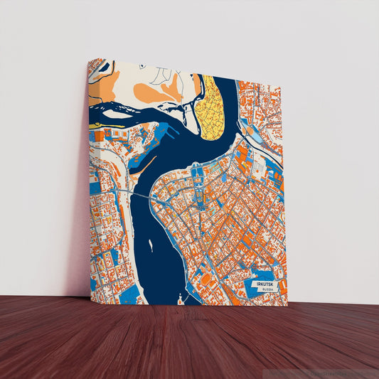 Иркутск Russia Colorful City Map Canvas Print