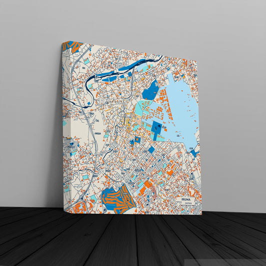 Iruma Japan Colorful City Map Canvas Print