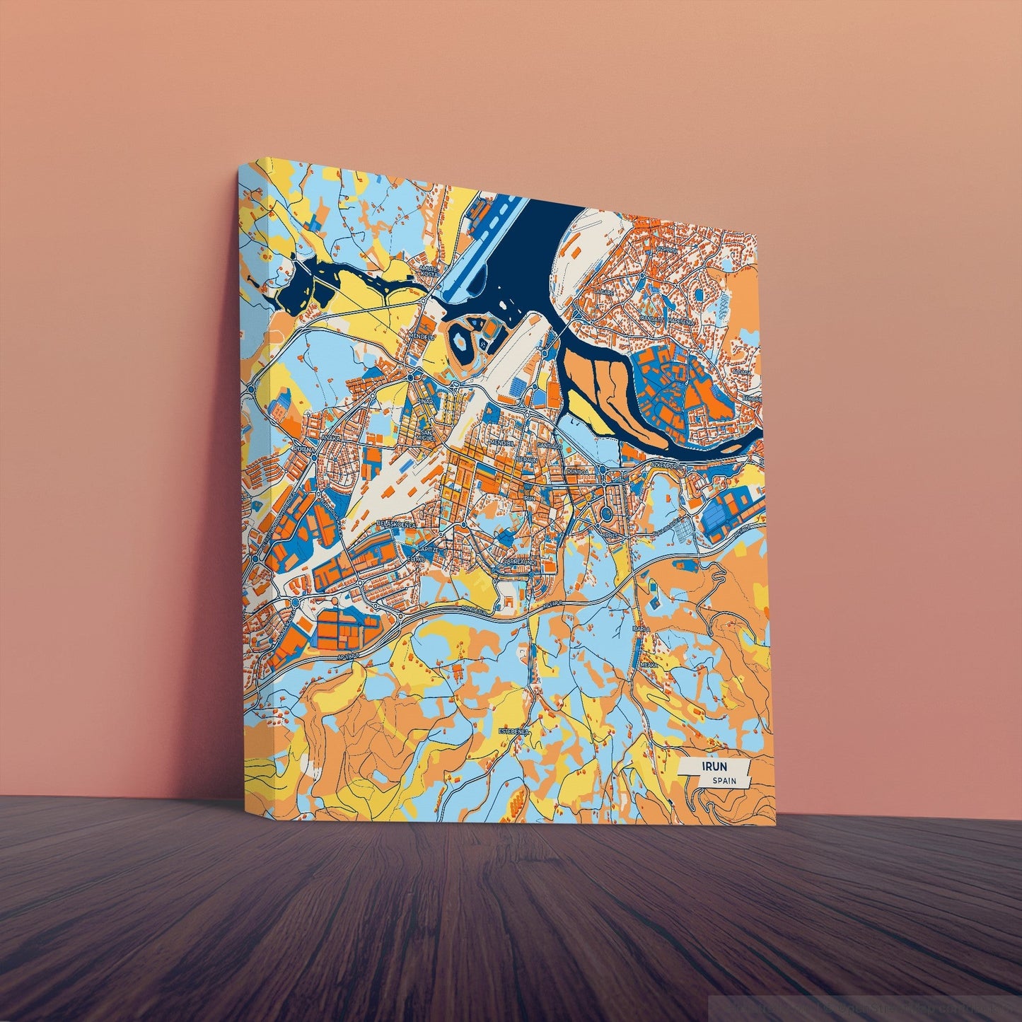 Irun Spain Colorful City Map Canvas Print