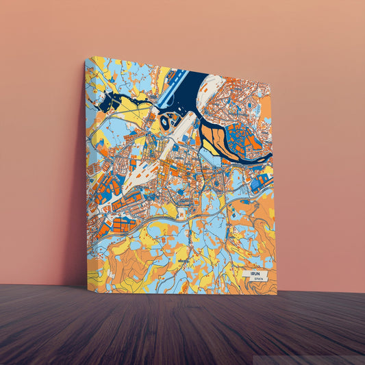 Irun Spain Colorful City Map Canvas Print