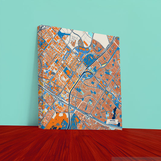 Irvine California Colorful City Map Canvas Print