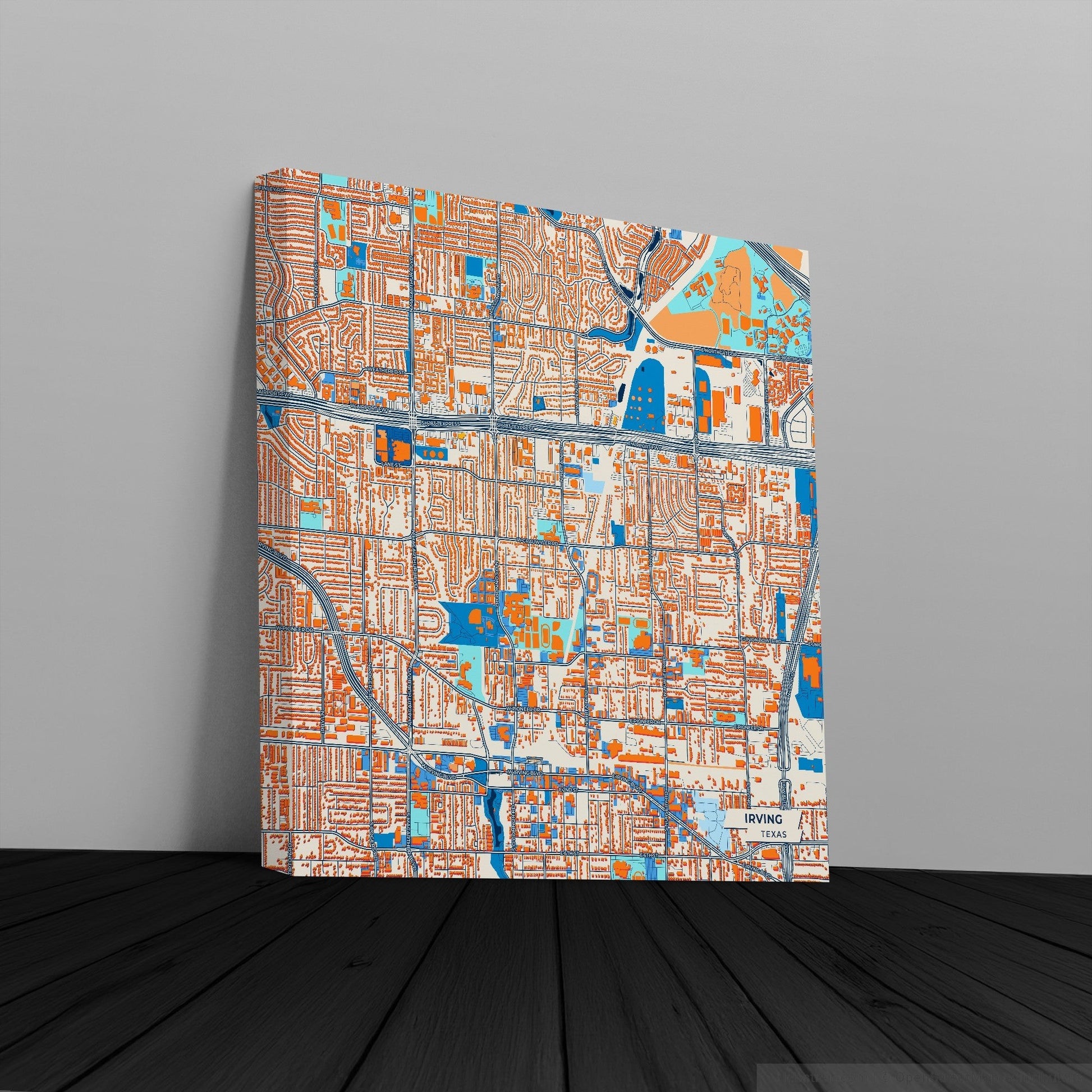 Irving Texas Colorful City Map Canvas Print