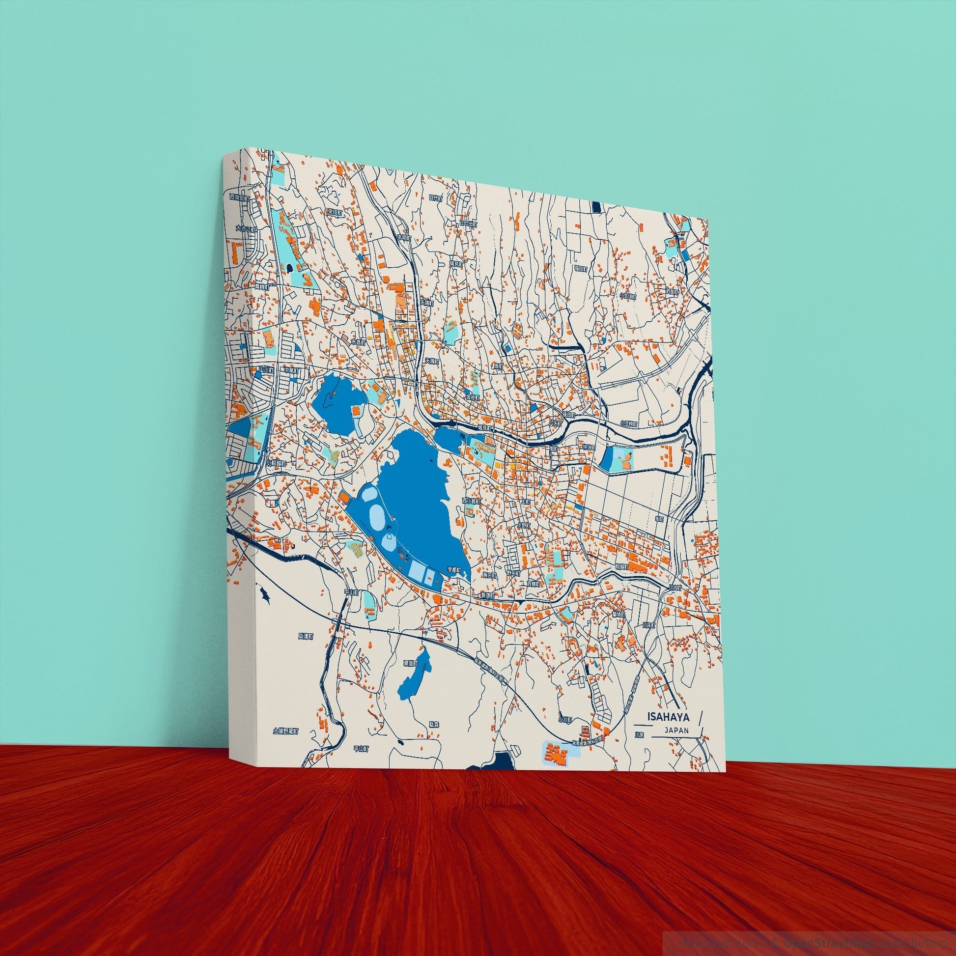 Isahaya Japan Colorful City Map Canvas Print