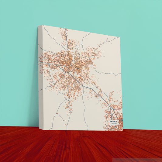 Ise-Ekiti Nigeria Colorful City Map Canvas Print