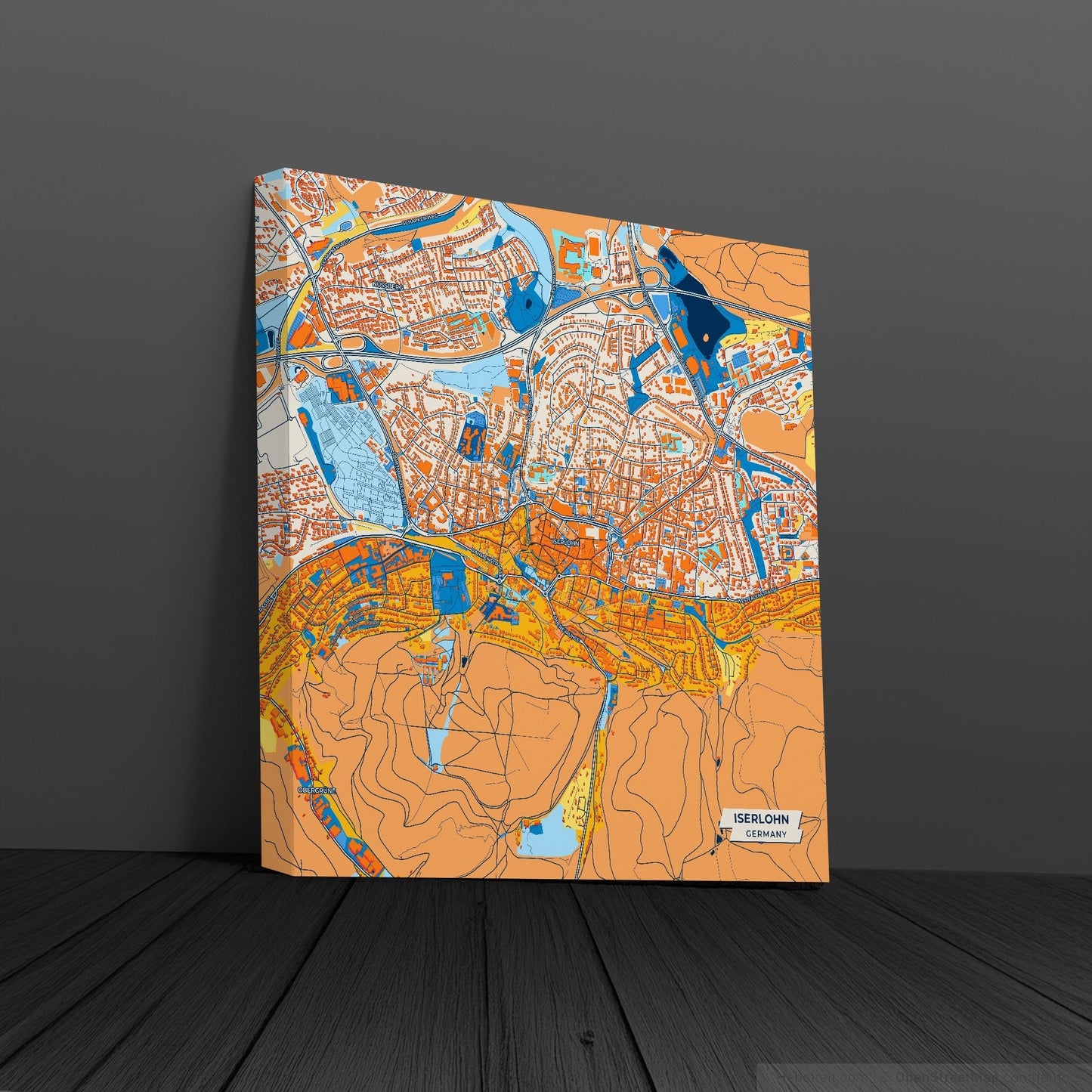 Iserlohn Germany Colorful City Map Canvas Print