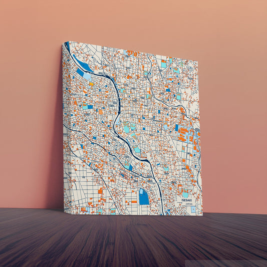 Isesaki Japan Colorful City Map Canvas Print