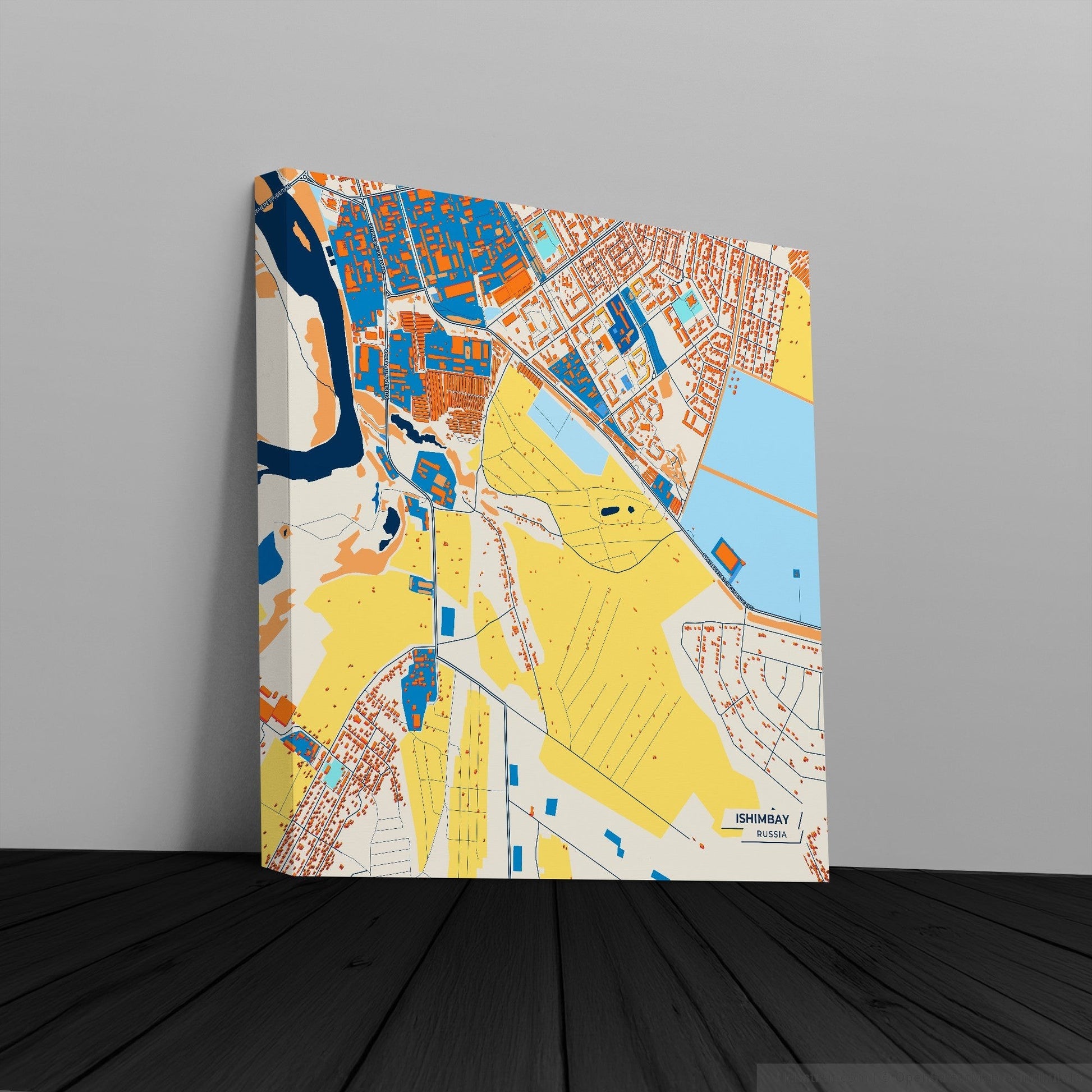 Ишимбай Russia Colorful City Map Canvas Print