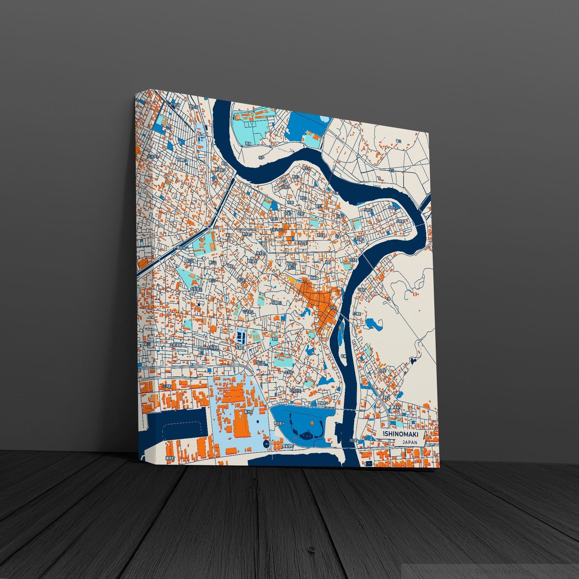 Ishinomaki Japan Colorful City Map Canvas Print