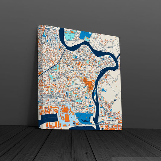 Ishinomaki Japan Colorful City Map Canvas Print