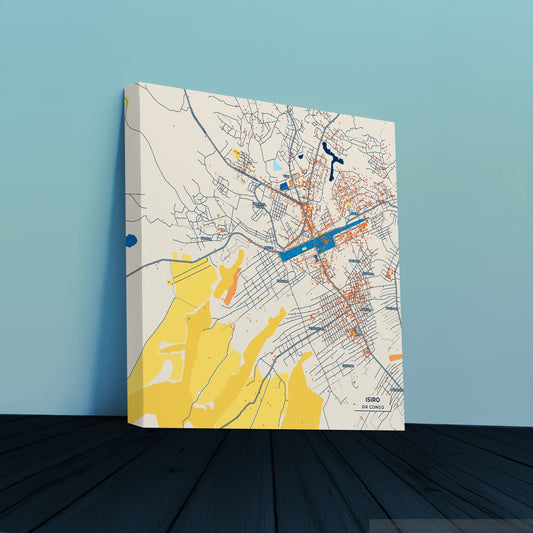 Isiro Dr Congo Colorful City Map Canvas Print