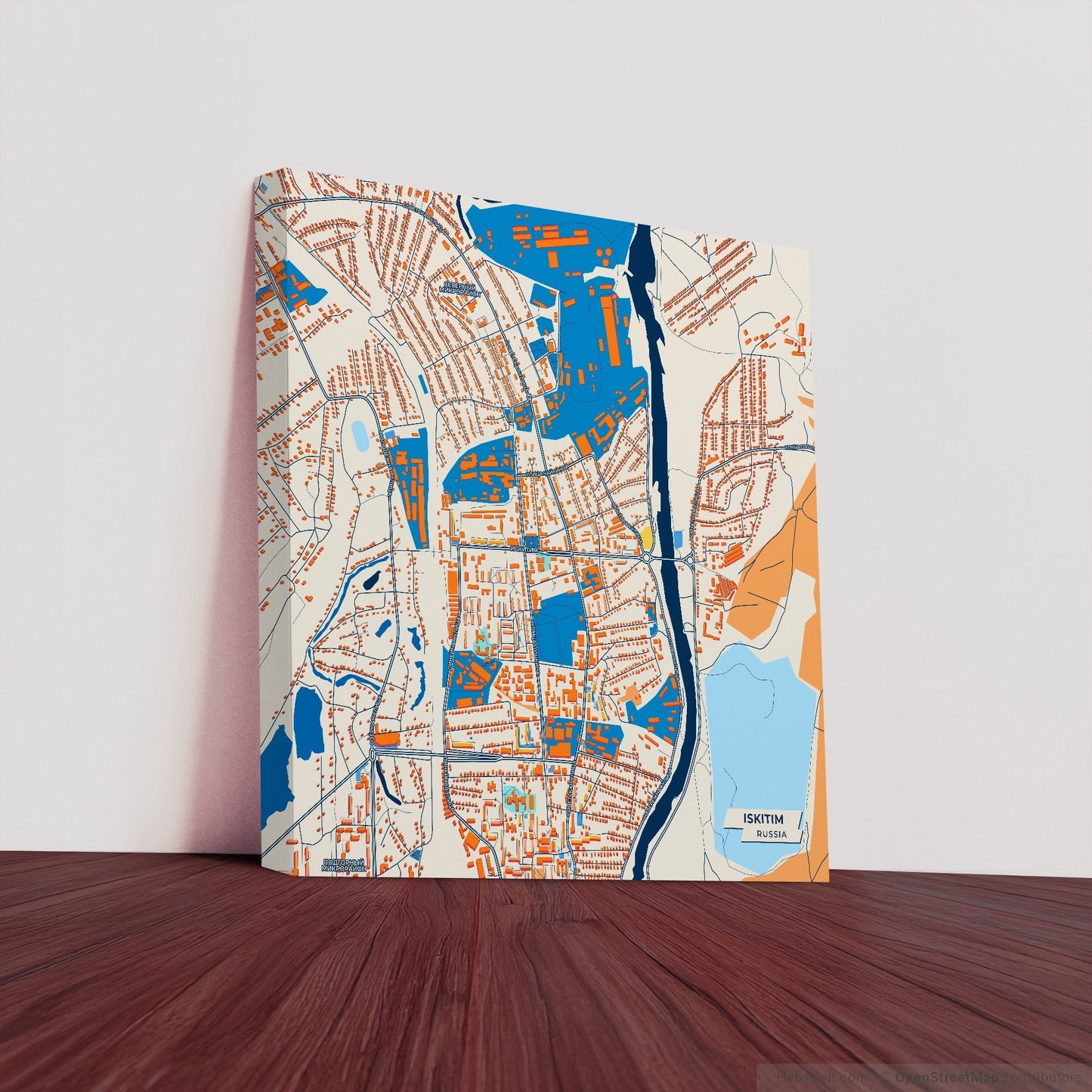 Искитим Russia Colorful City Map Canvas Print