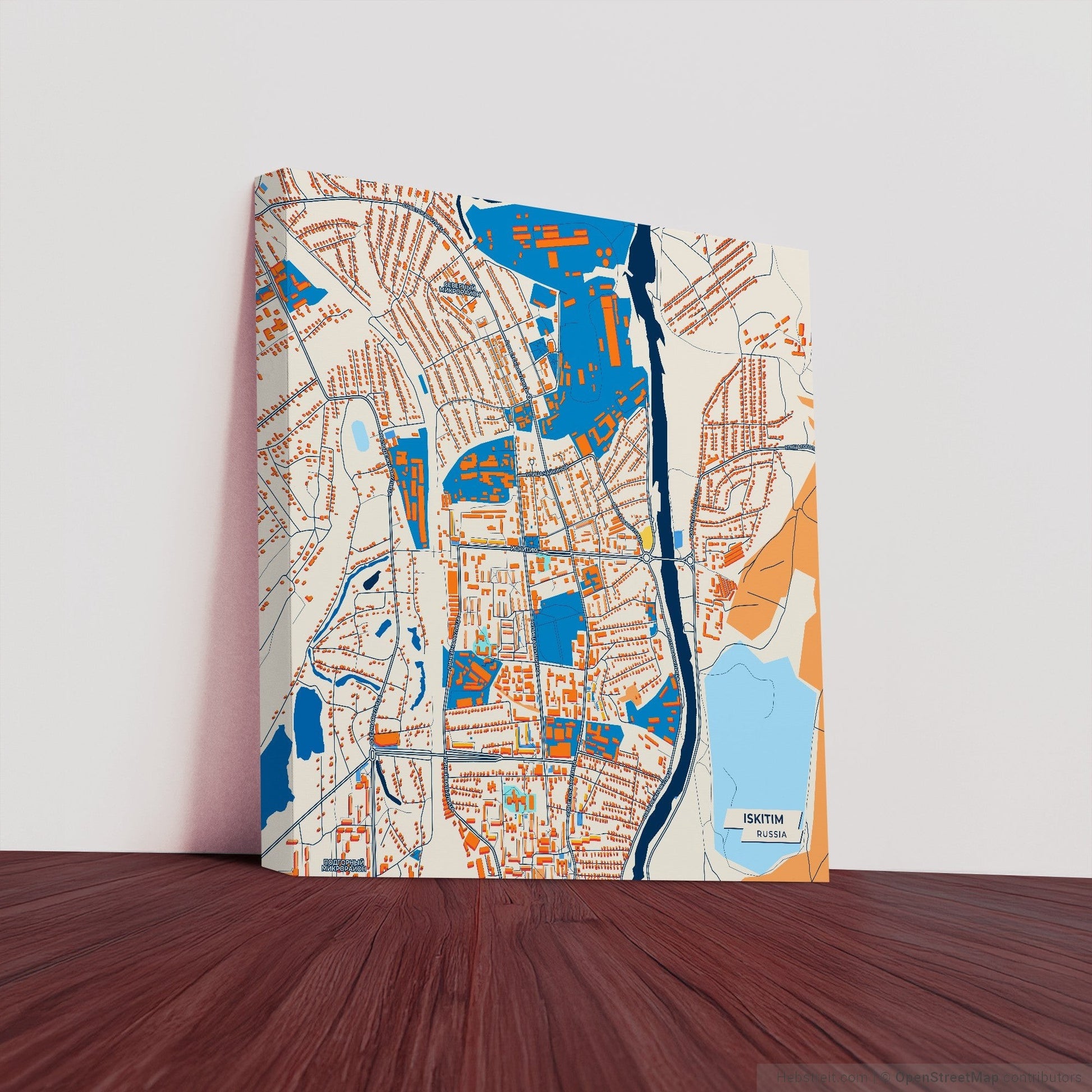 Искитим Russia Colorful City Map Canvas Print