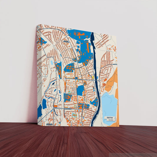 Искитим Russia Colorful City Map Canvas Print