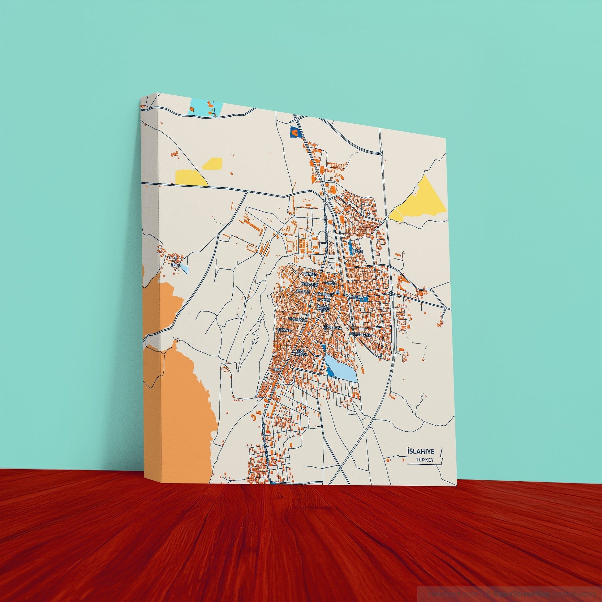 İslahiye Turkey Colorful City Map Canvas Print