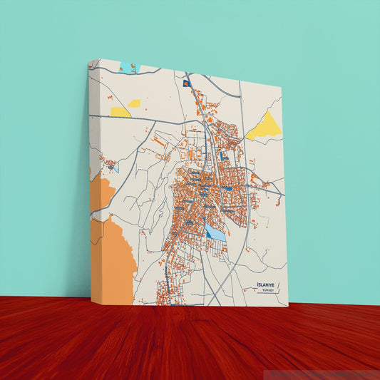 İslahiye Turkey Colorful City Map Canvas Print