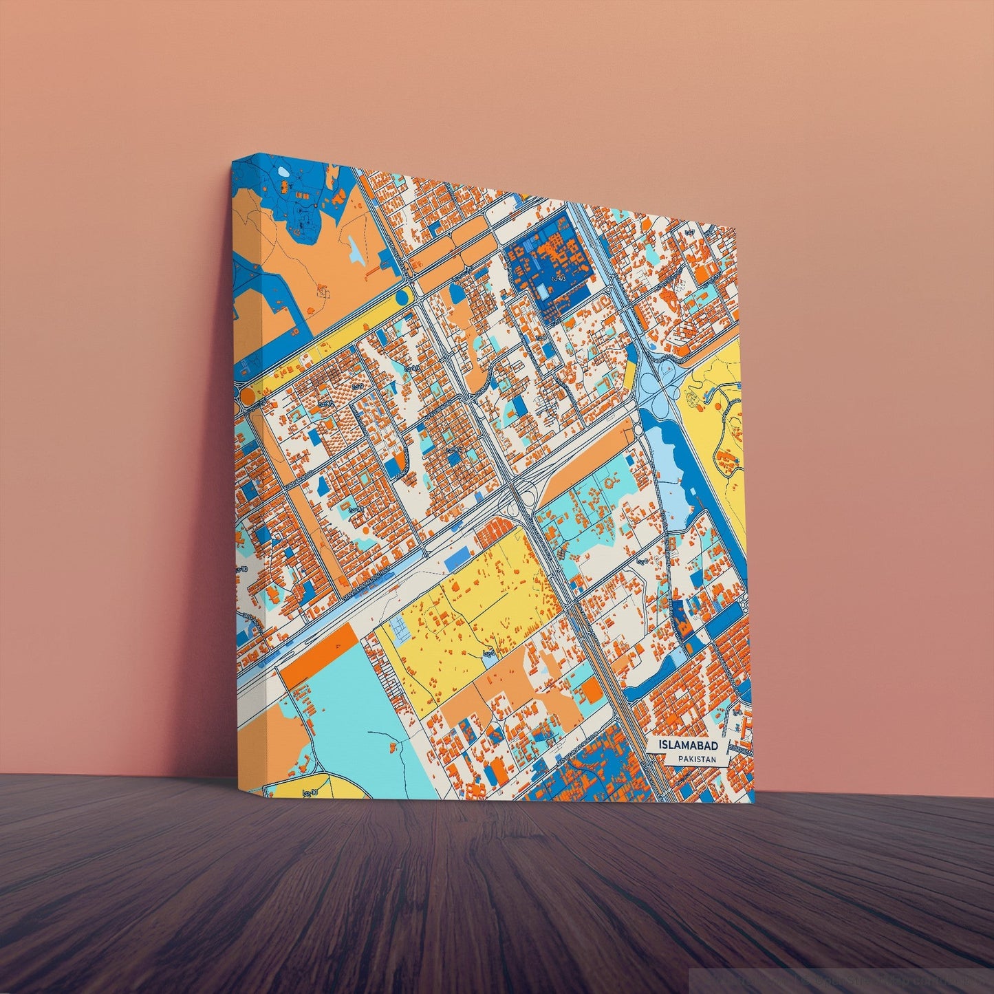 Islamabad Pakistan Colorful City Map Canvas Print