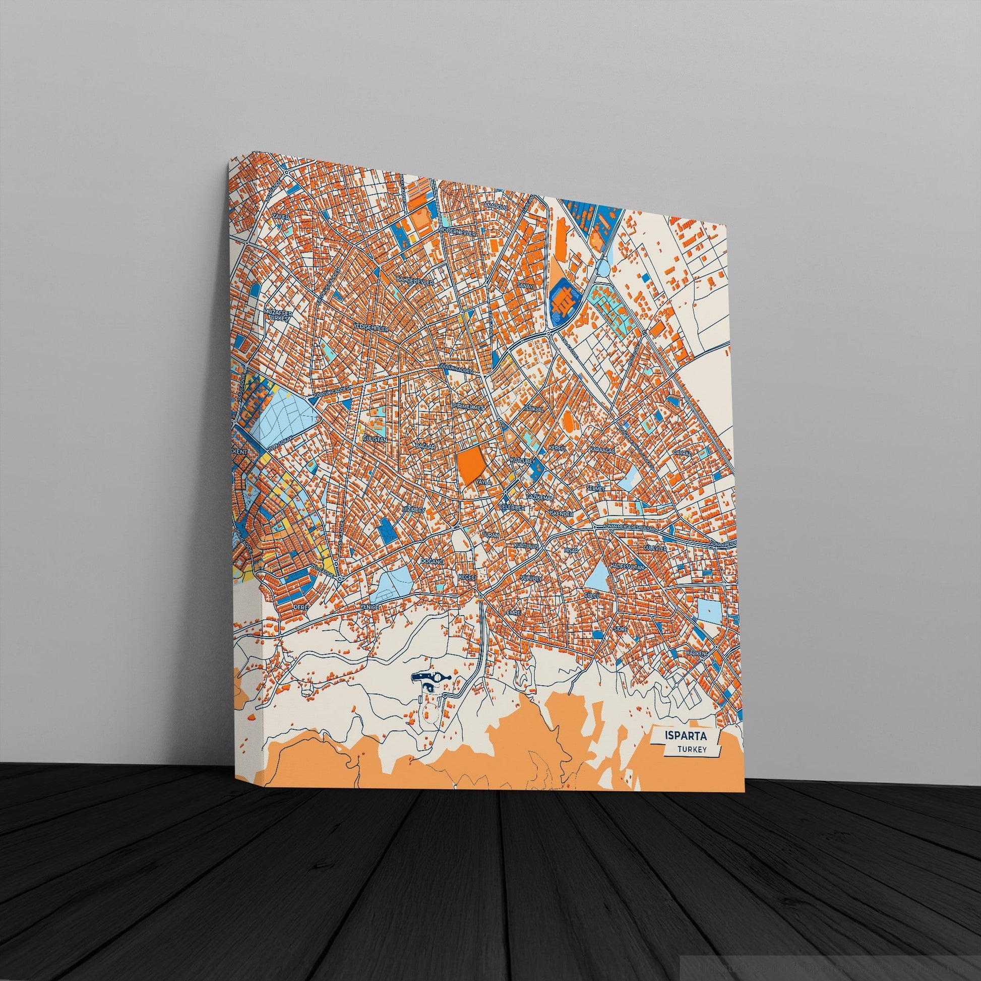 Isparta Turkey Colorful City Map Canvas Print