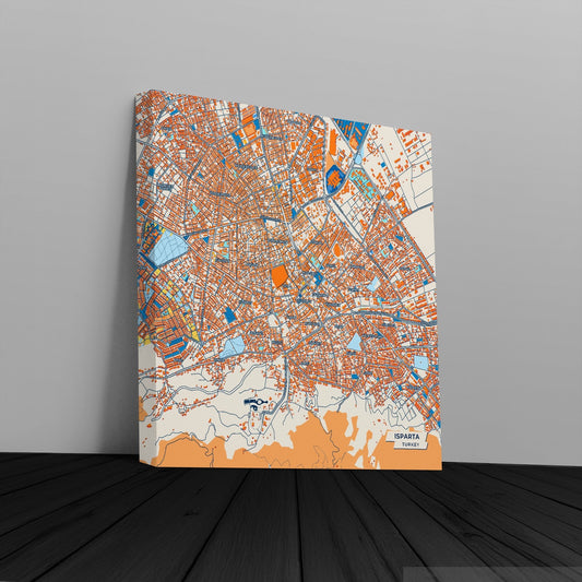 Isparta Turkey Colorful City Map Canvas Print