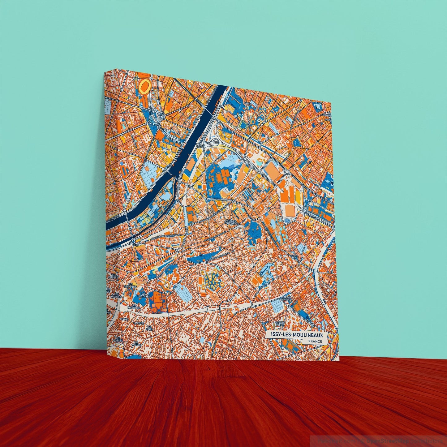 Issy-Les-Moulineaux France Colorful City Map Canvas Print