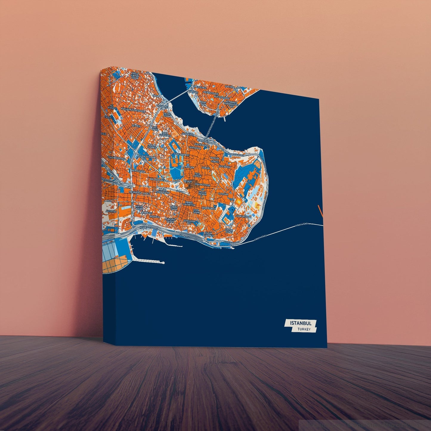 İstanbul Turkey Colorful City Map Canvas Print