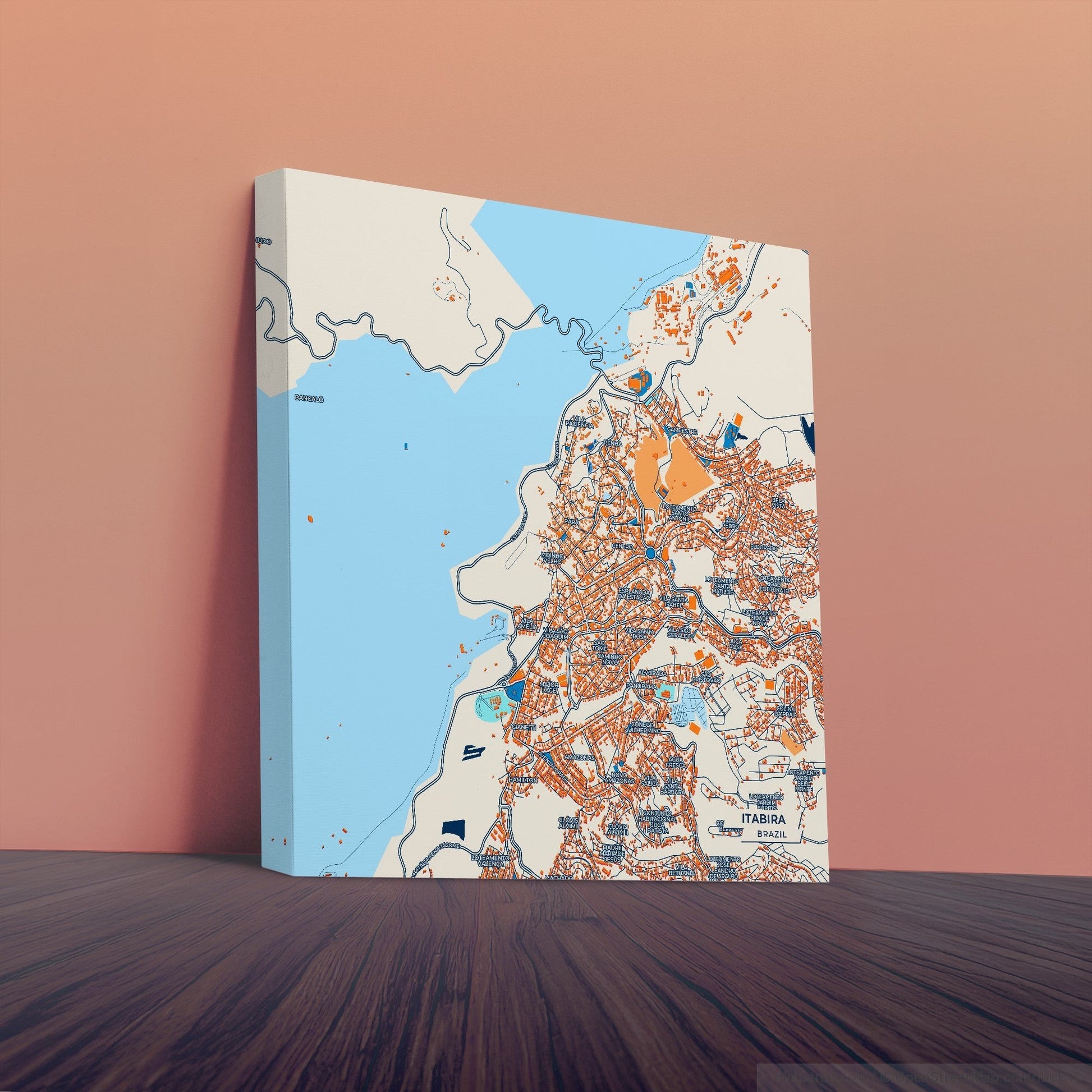 Itabira Brazil Colorful City Map Canvas Print