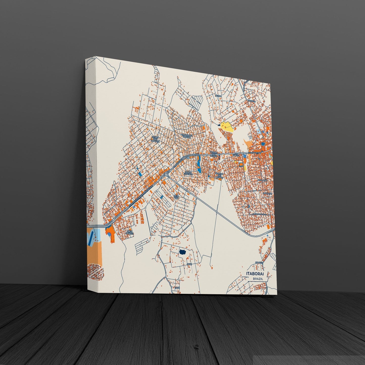 Itaborai Brazil Colorful City Map Canvas Print