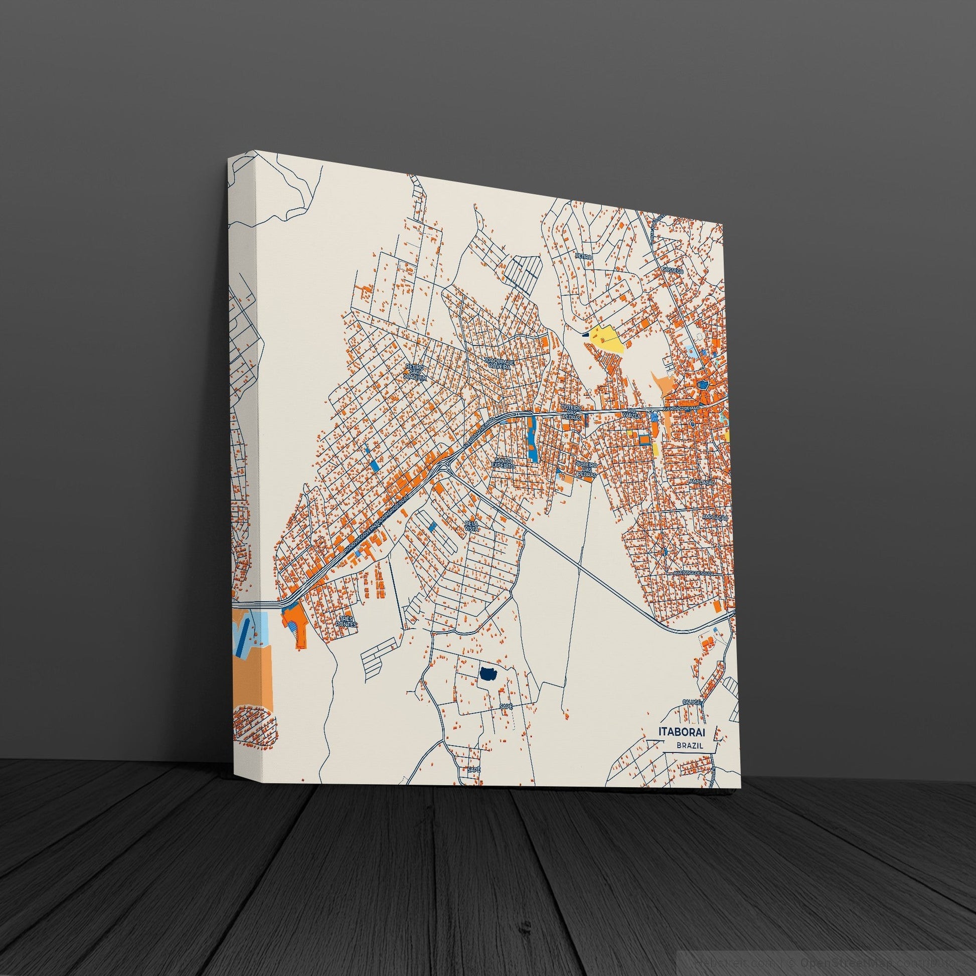 Itaborai Brazil Colorful City Map Canvas Print