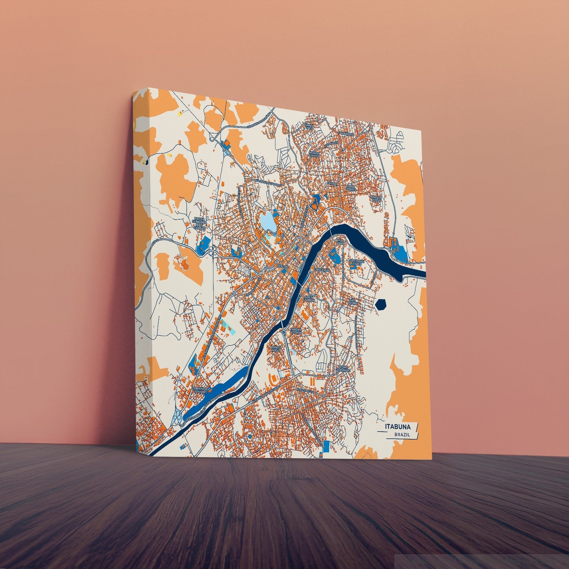 Itabuna Brazil Colorful City Map Canvas Print