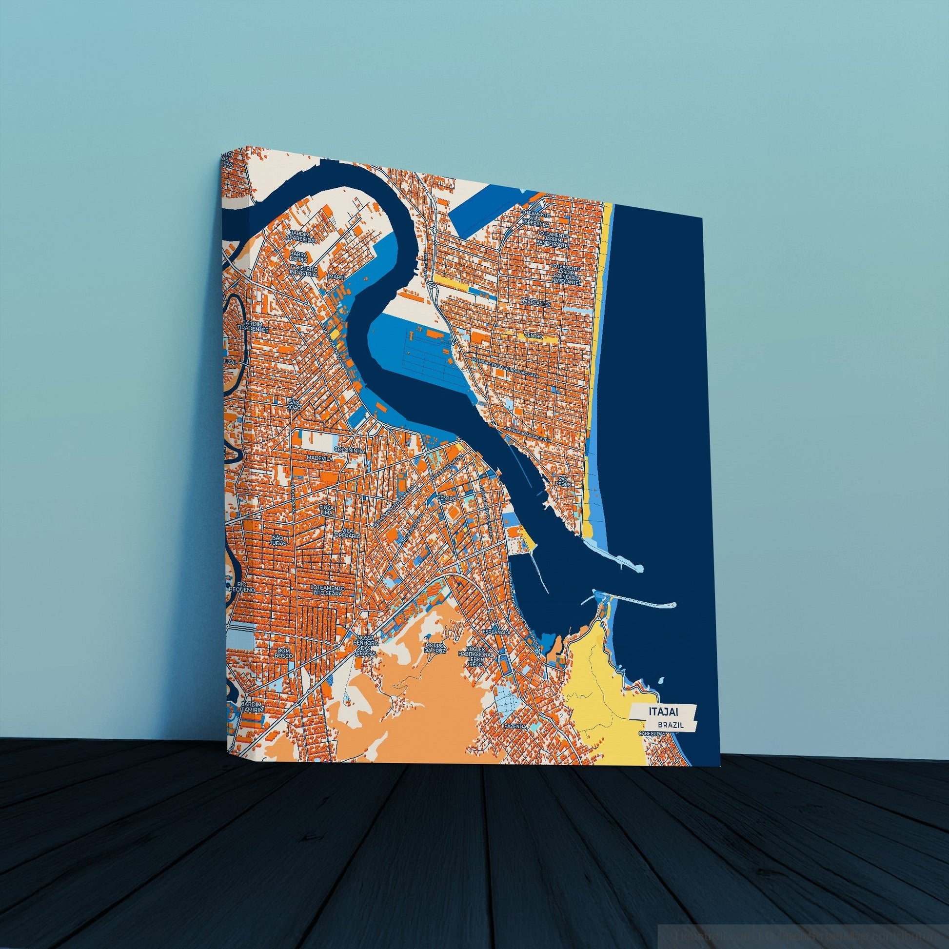 Itajai Brazil Colorful City Map Canvas Print