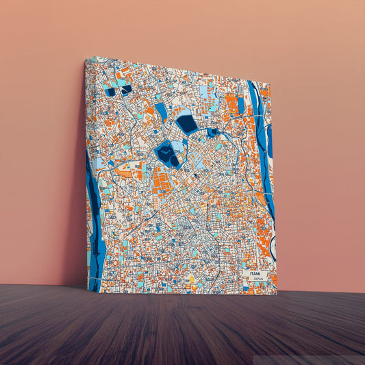 Itami Japan Colorful City Map Canvas Print