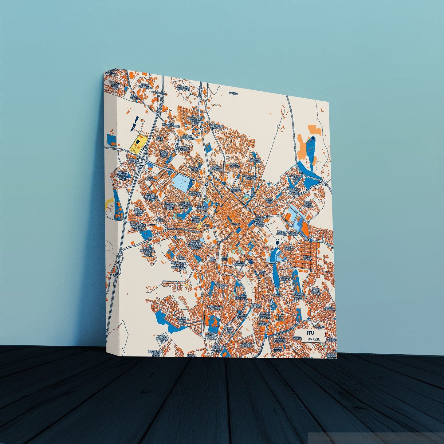 Itu Brazil Colorful City Map Canvas Print