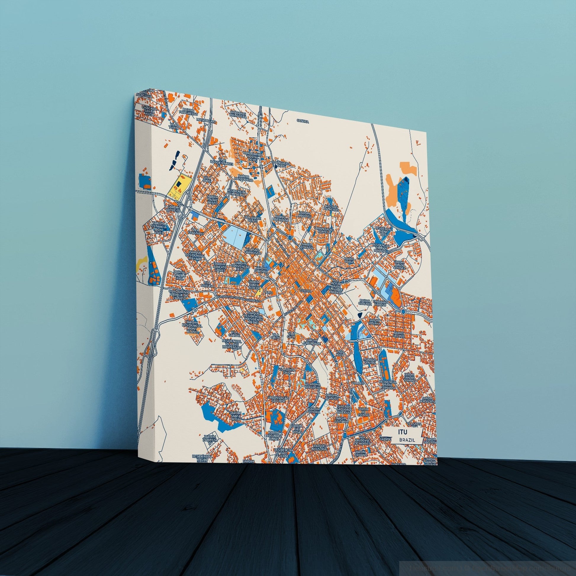 Itu Brazil Colorful City Map Canvas Print