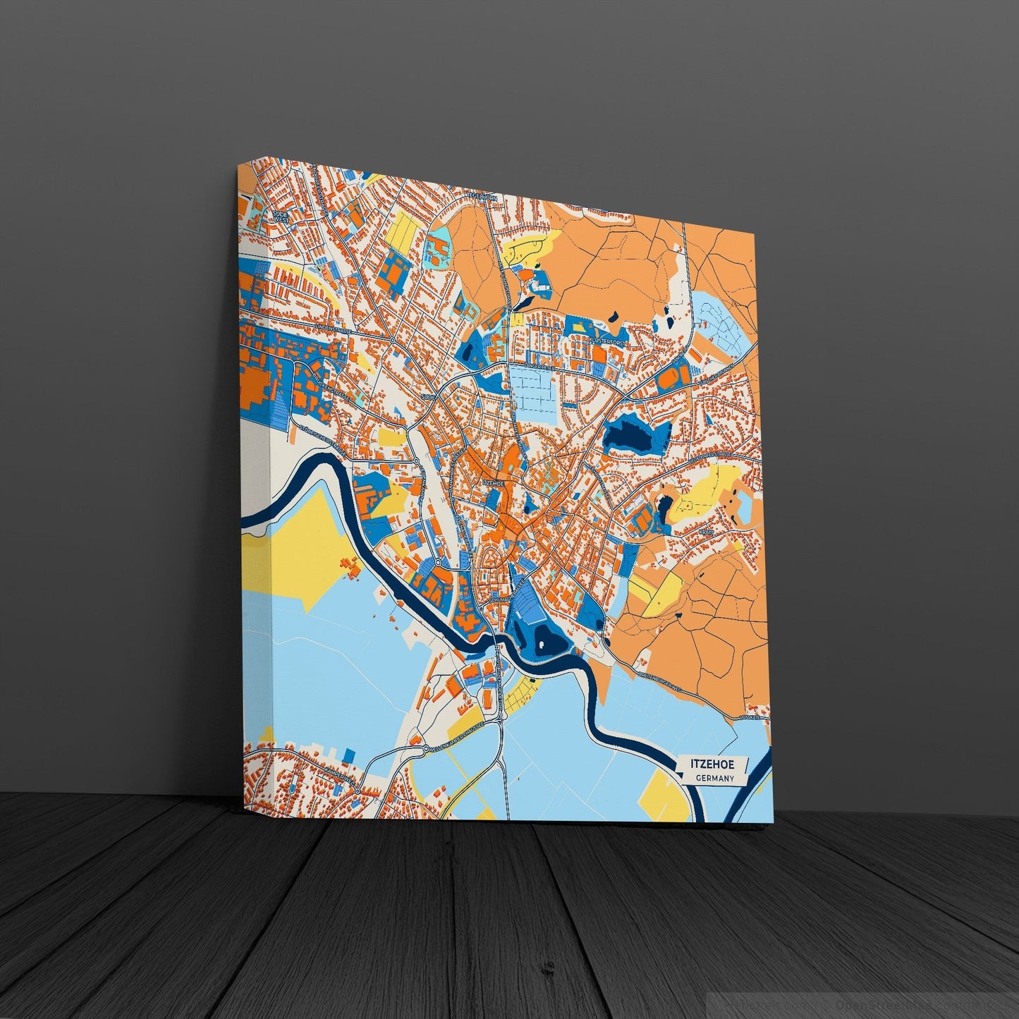 Itzehoe Germany Colorful City Map Canvas Print