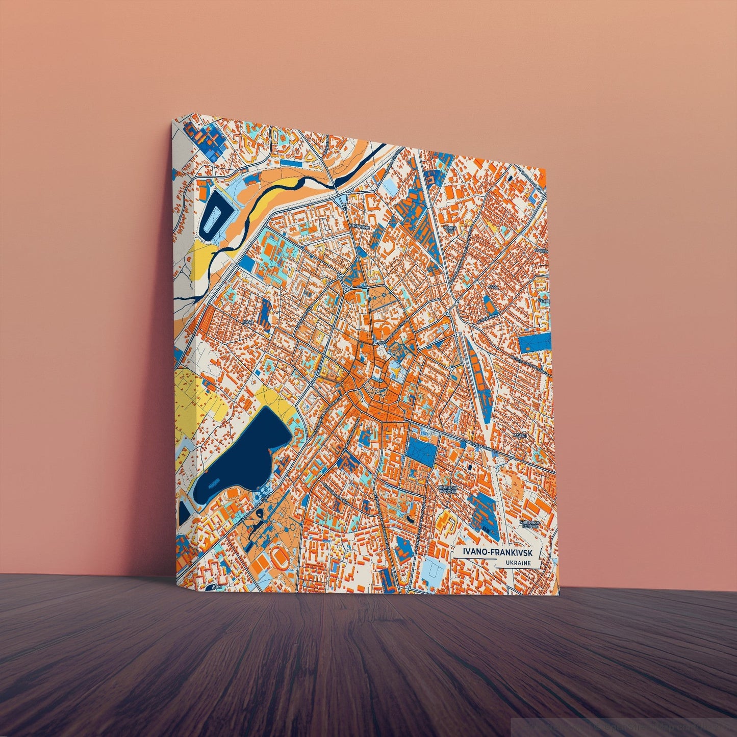 Івано-Франківськ Ukraine Colorful City Map Canvas Print