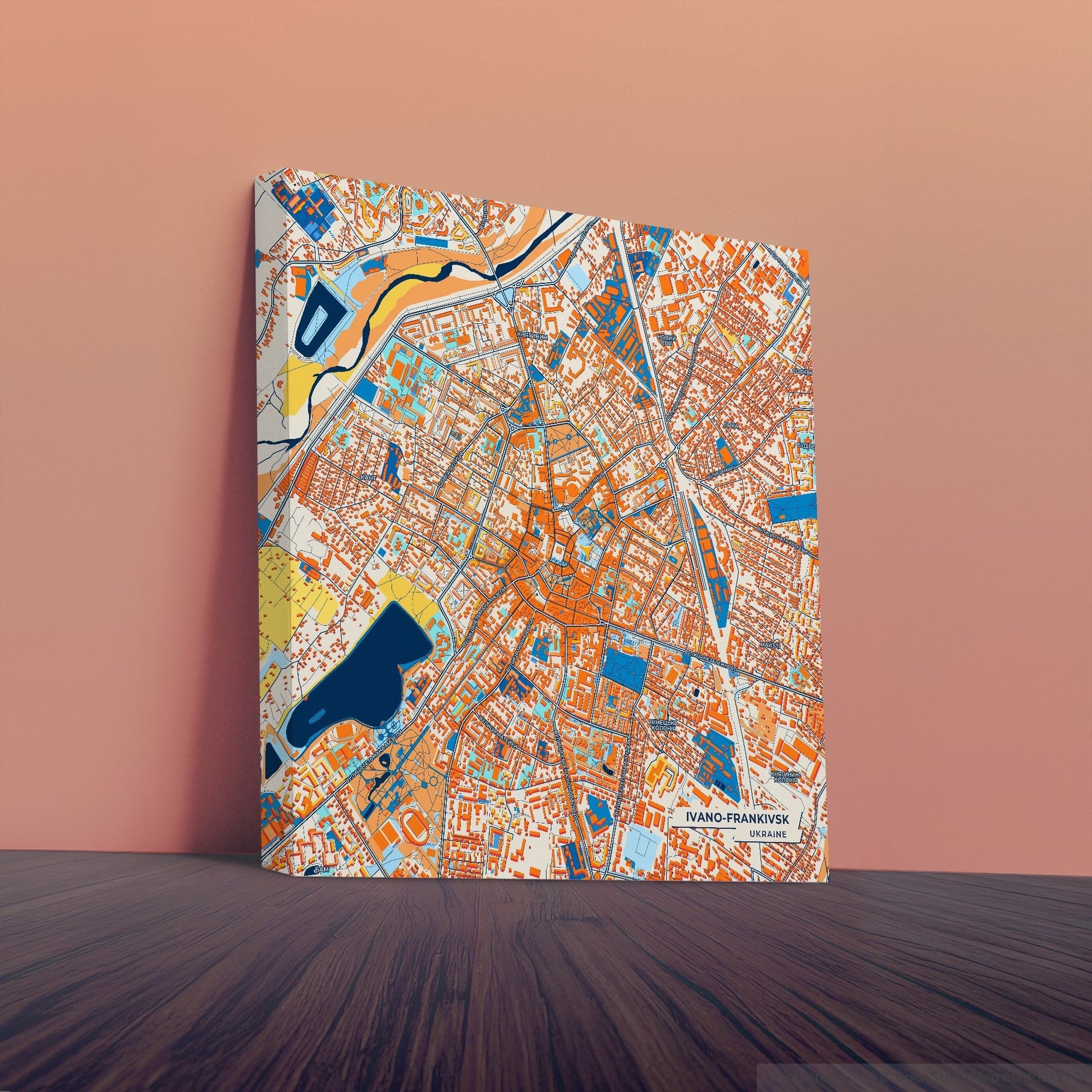 Івано-Франківськ Ukraine Colorful City Map Canvas Print