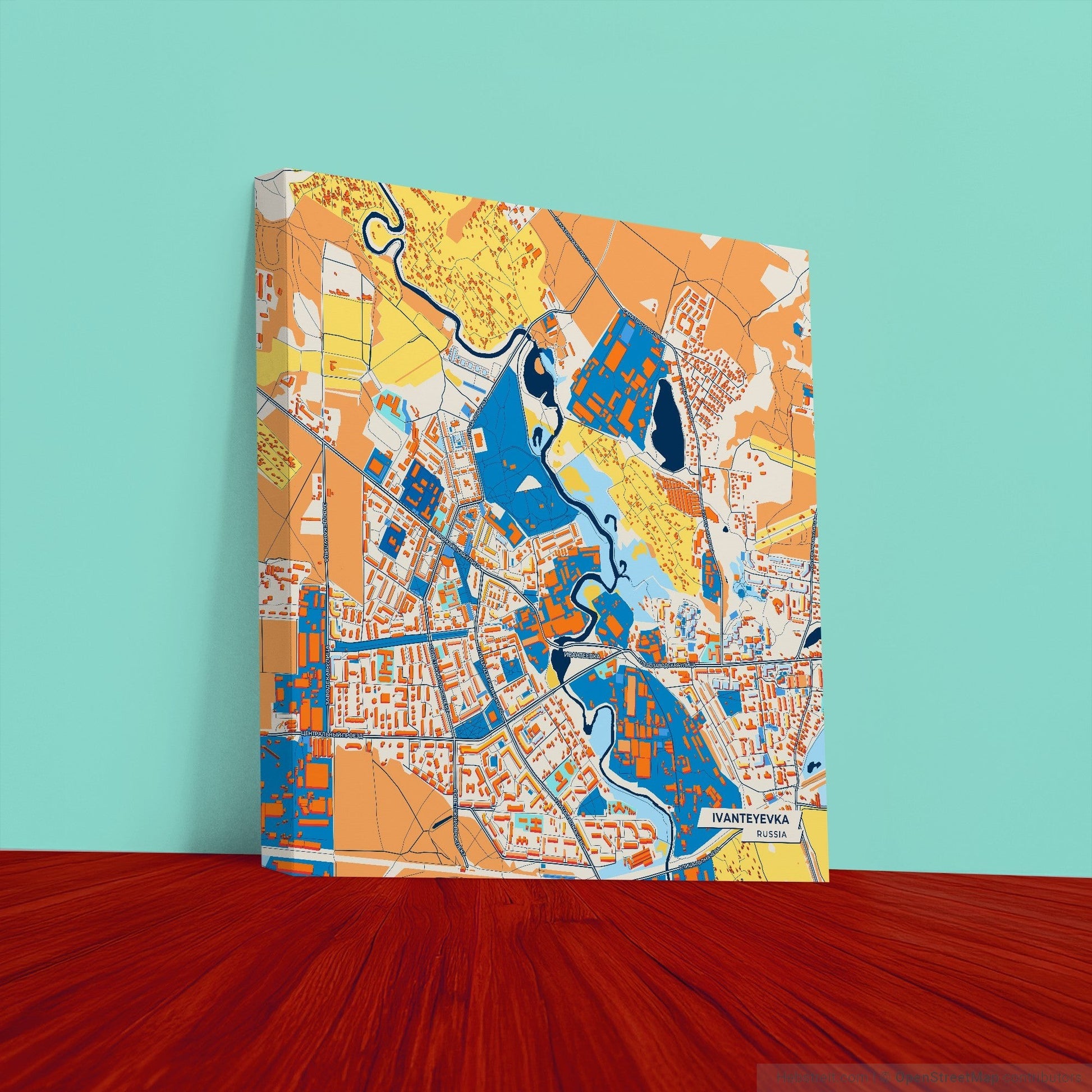 Ивантеевка Russia Colorful City Map Canvas Print